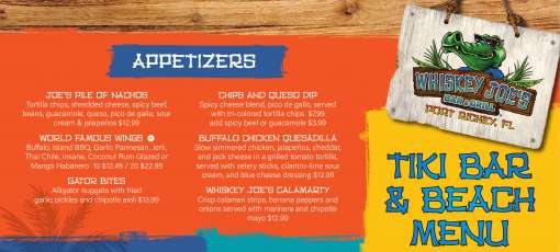 Whiskey Joe's Bar & Grill Port Richey Menu