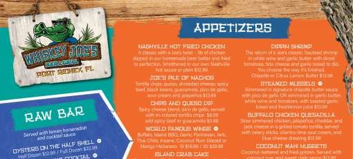 Menu for Whiskey Joe's Bar & Grill - Port Richey in Port Richey, FL