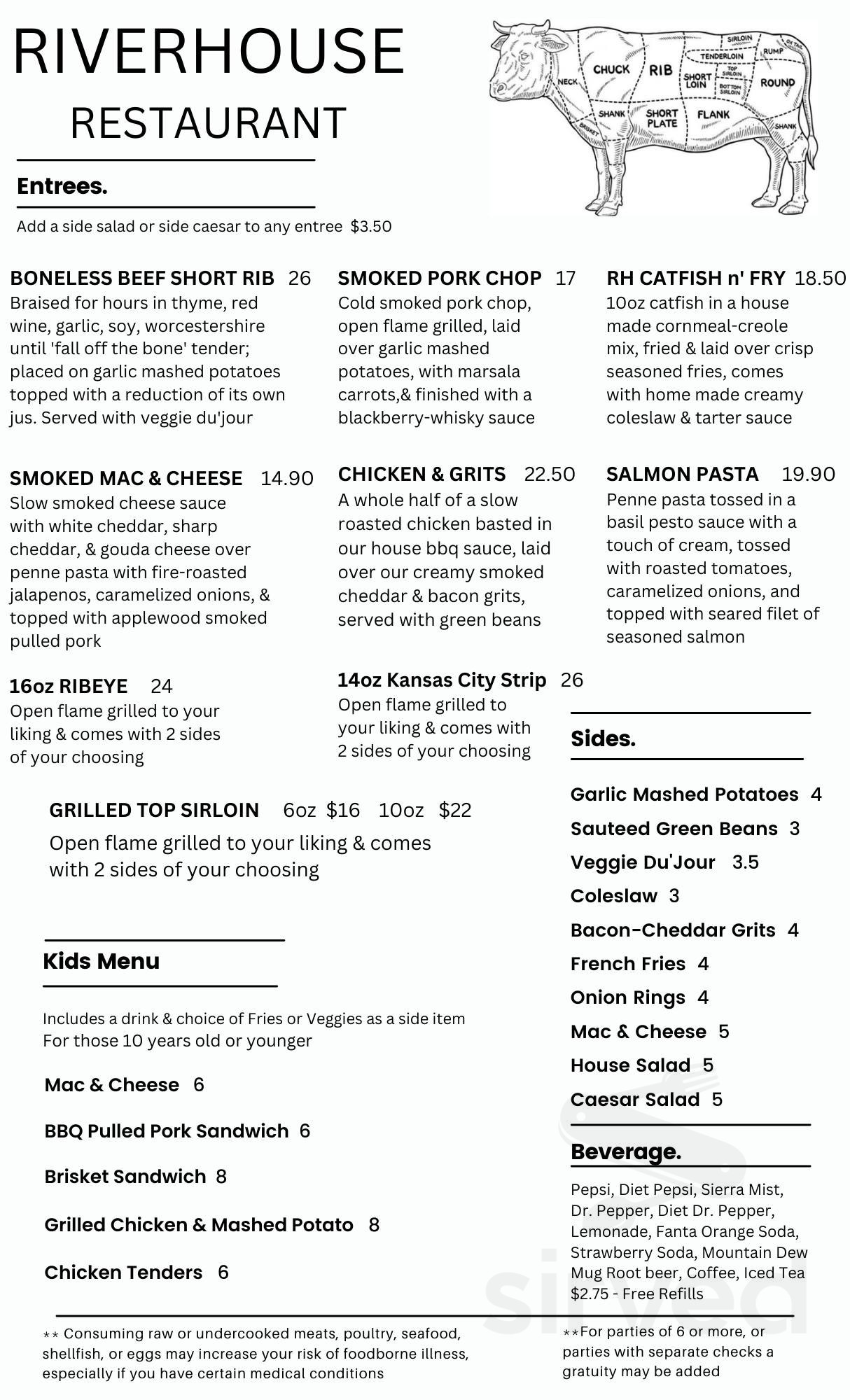 Riverhouse Restaurant menu in Atchison, Kansas, USA