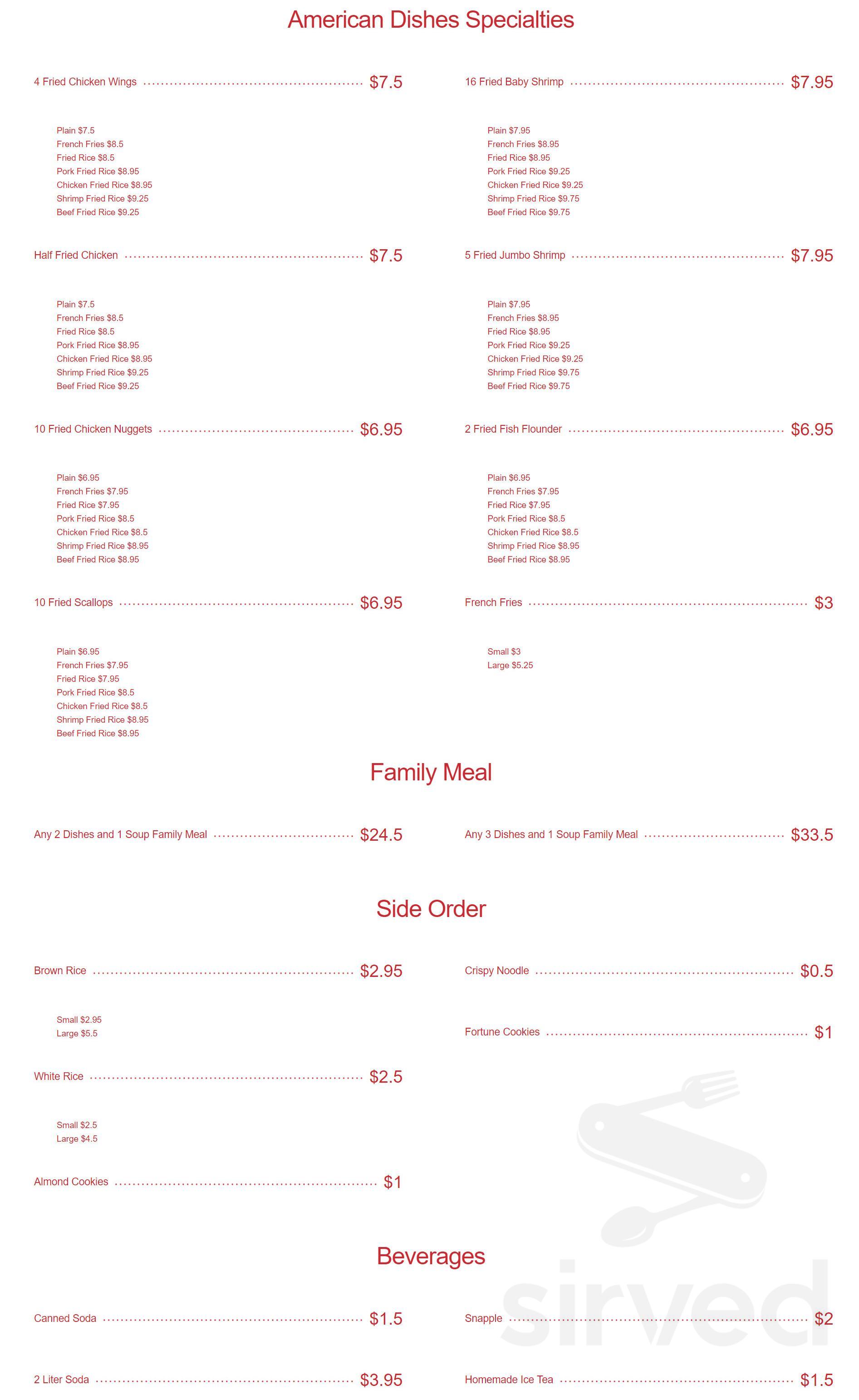 Chow Chinese Food menu in Queens, New York, USA