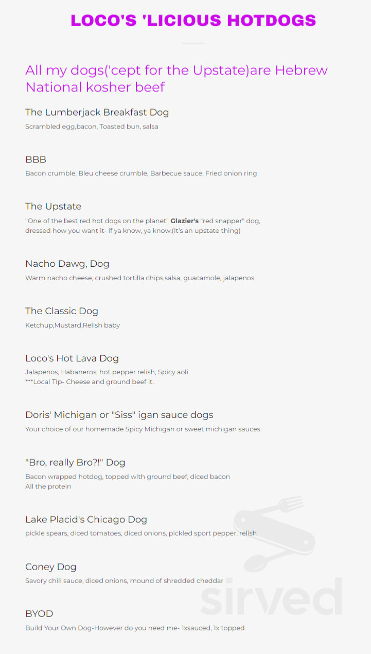 Cocoa & Dough Co. menu in Lake Placid, New York, USA