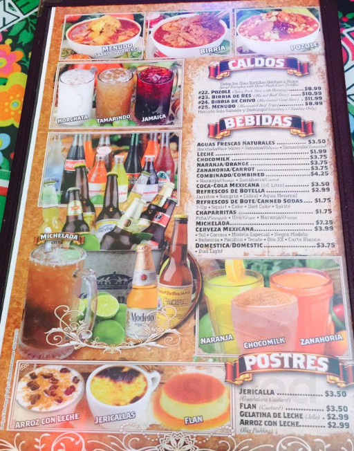 La Minerva Restaurante drink menu in Pico Rivera, California