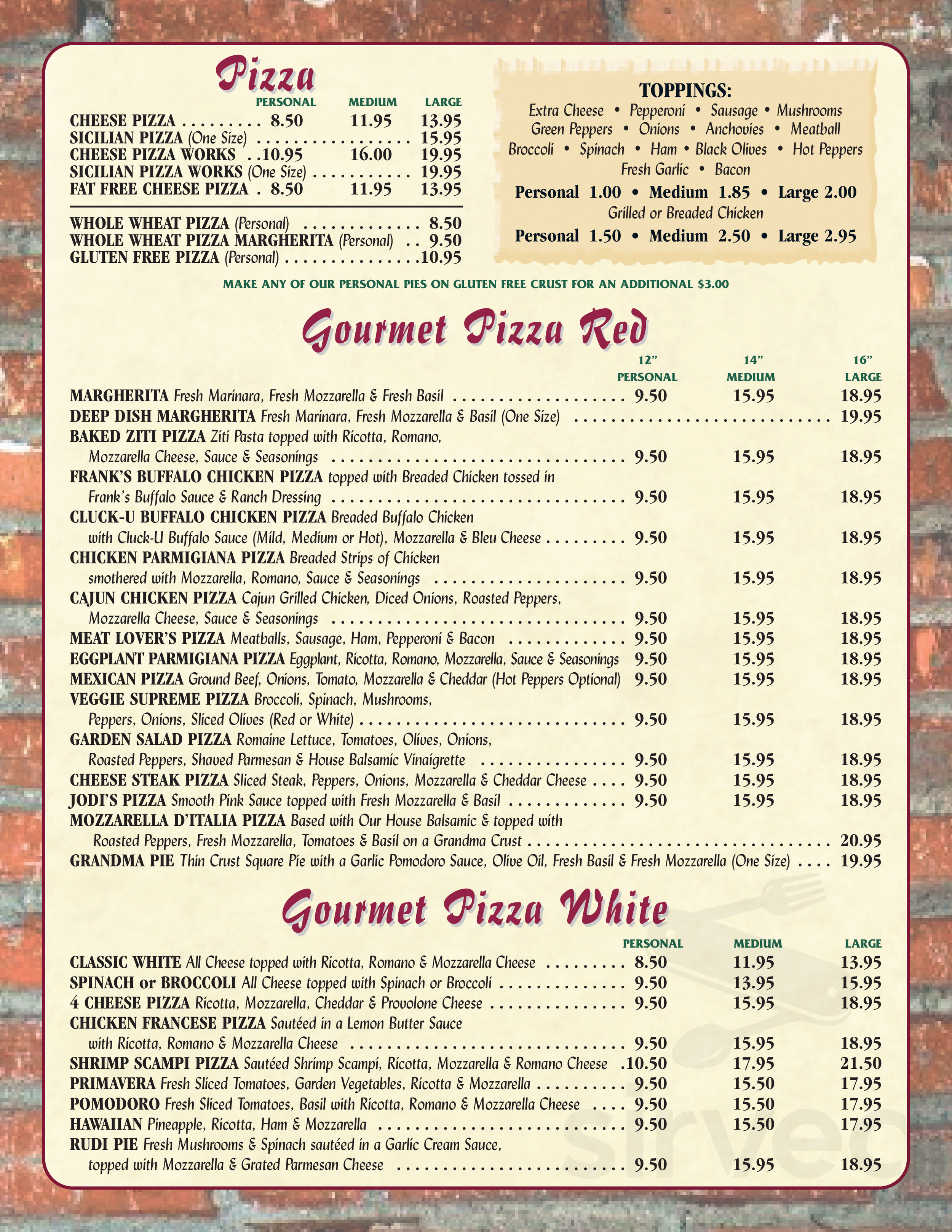 D'Italia Restaurant Pizzeria and Catering menu in Avenel, New Jersey, USA