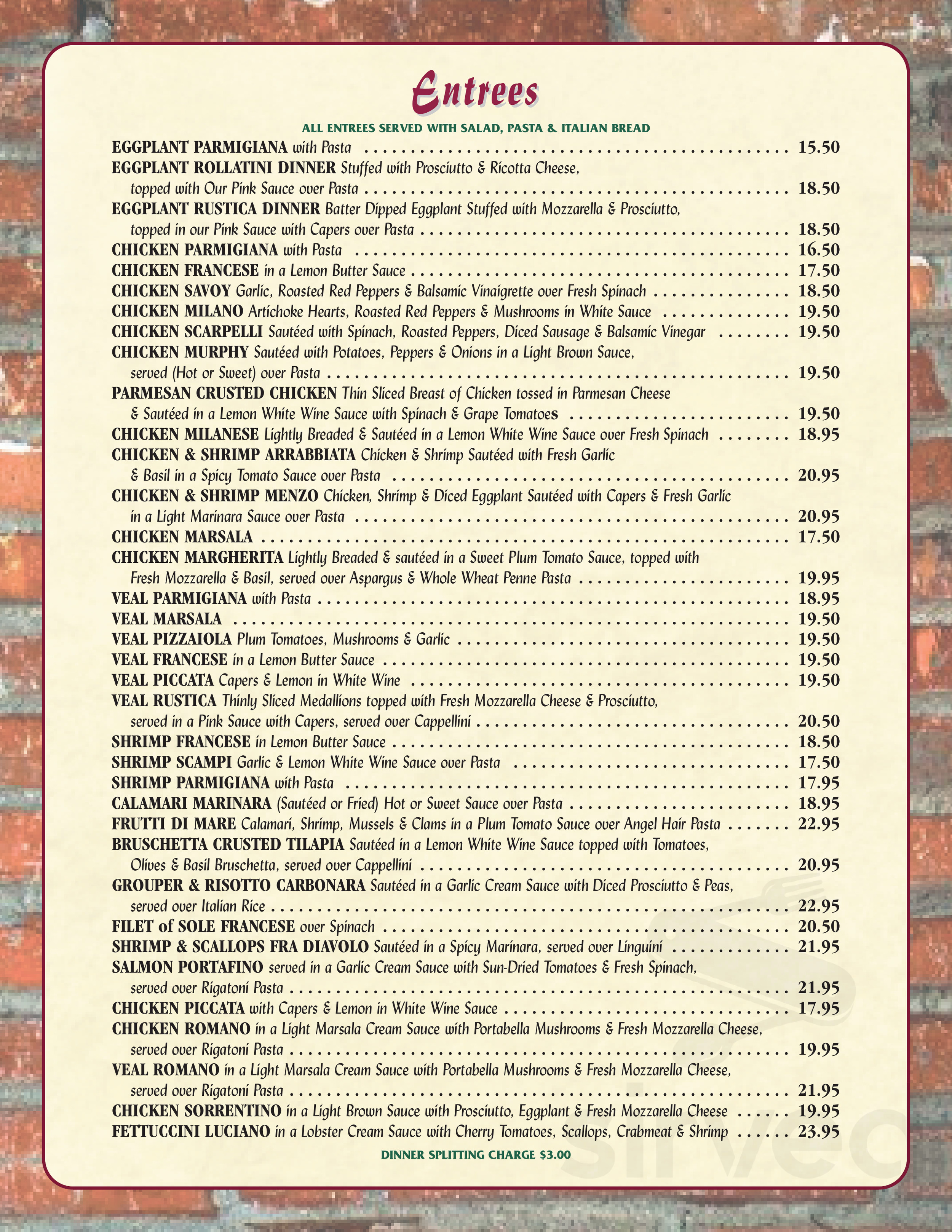 D'Italia Restaurant Pizzeria and Catering menu in Avenel, New Jersey, USA