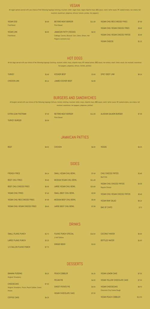 Earle's On Crenshaw menu in Los Angeles, California, USA