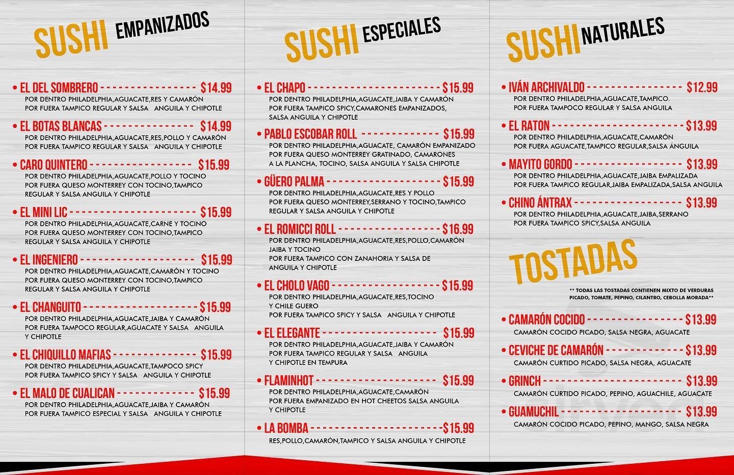 Sushi Narco Food Truck menu in Fresno, California, USA