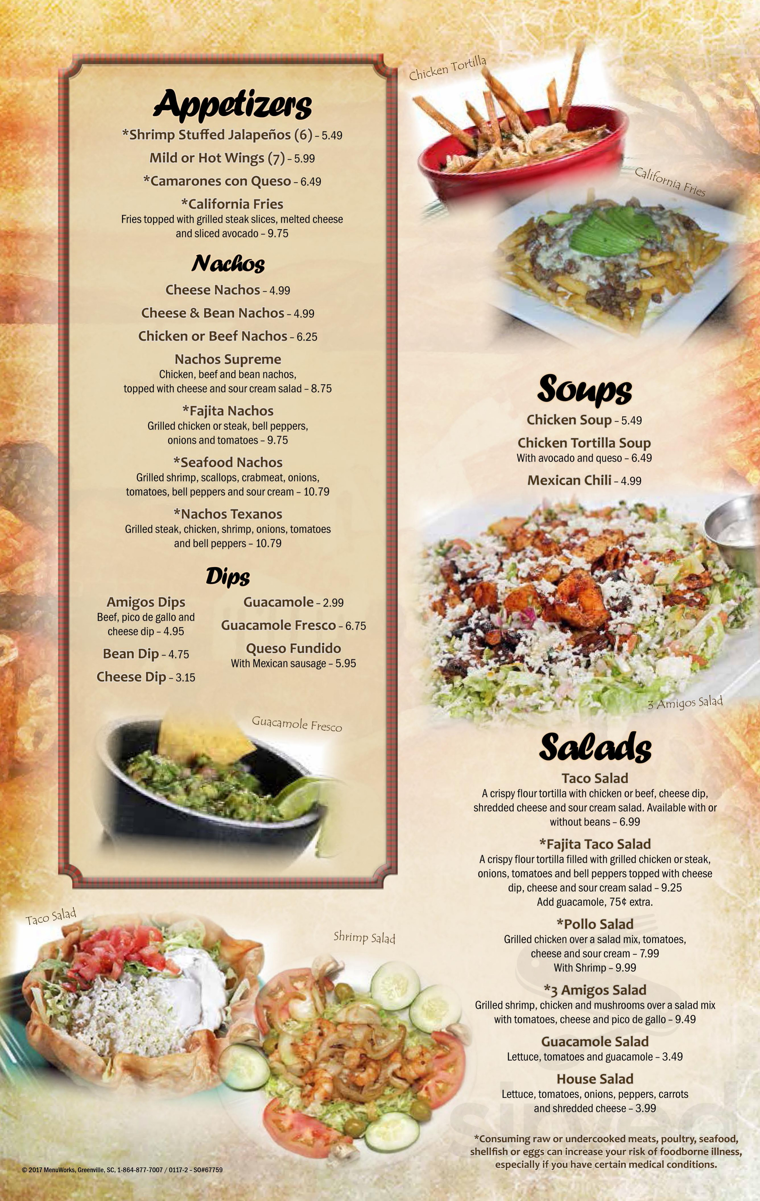 3 Amigos menus in Elizabeth City, North Carolina, United States