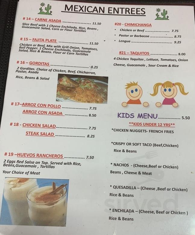 Maria Taqueria Authentic Mexican Cuisine menu in Ada, Oklahoma