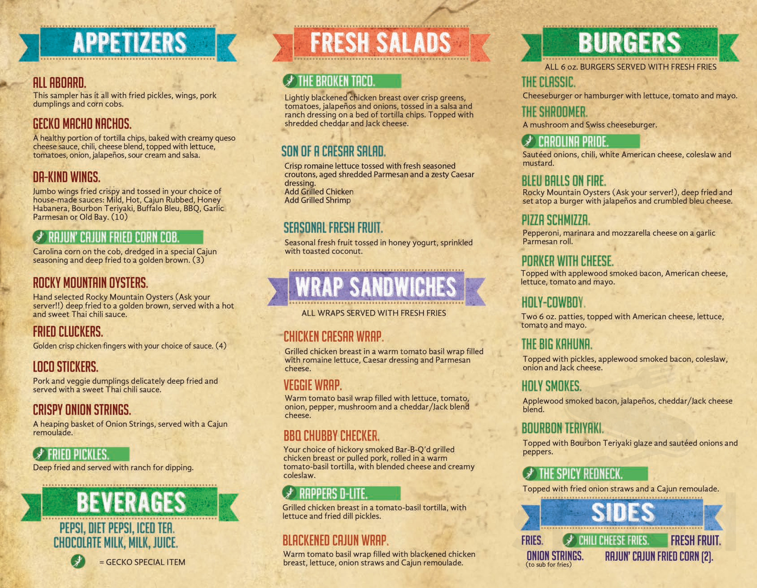 Menu for Loco Gecko in Myrtle Beach, SC | Sirved
