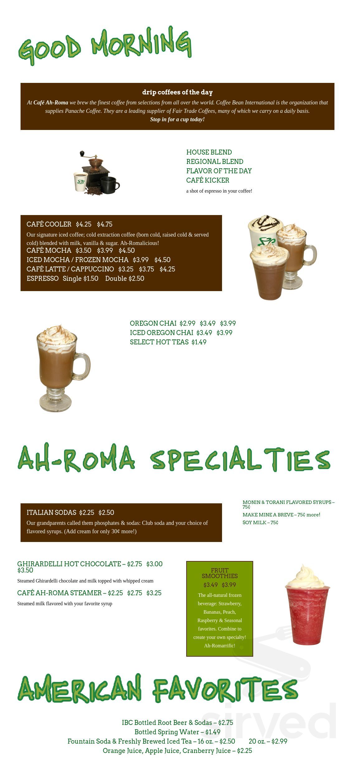 Cafe Roma Drink Café Ah Roma menu in Berea, Ohio, USA