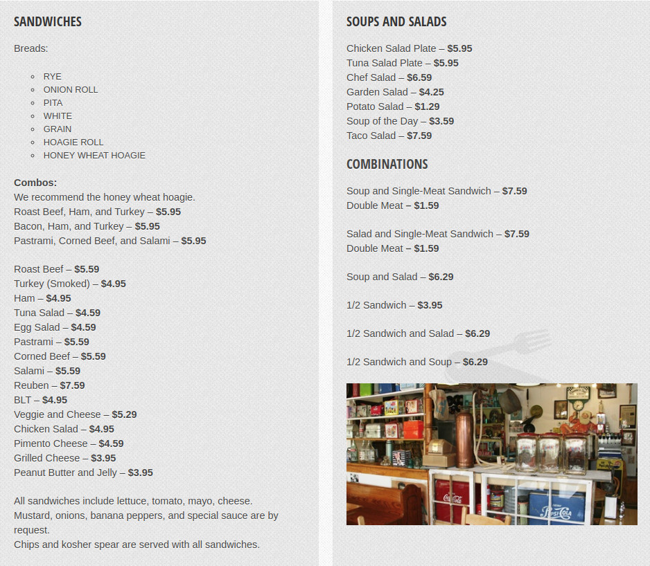 Classic's Deli & Catering menu in Greenville, South Carolina, USA