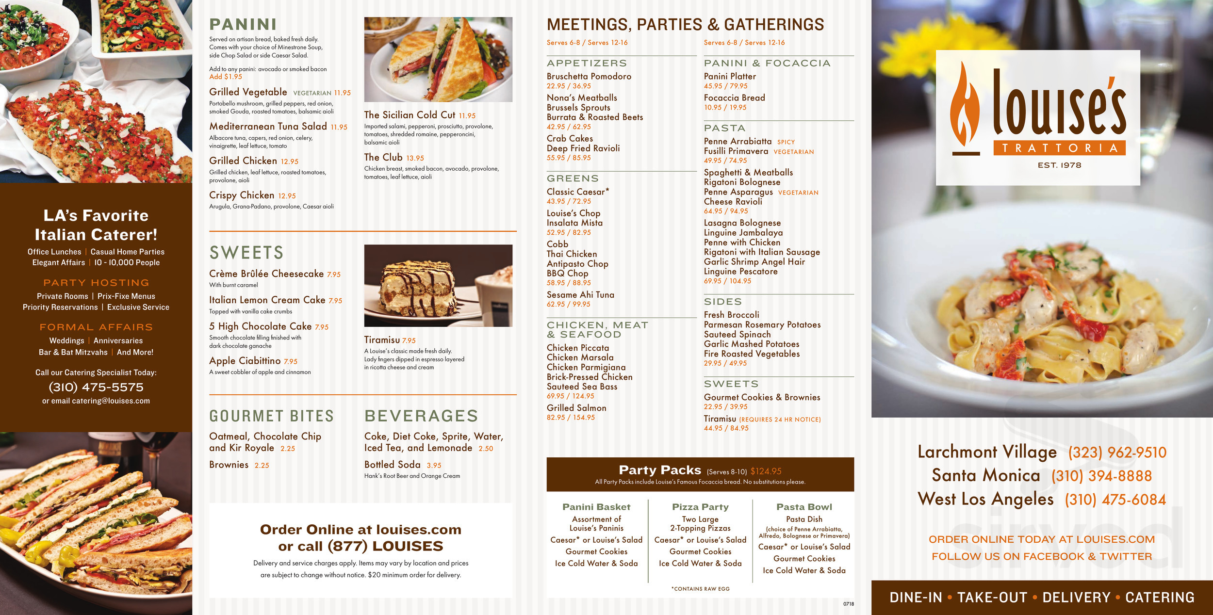 Louise's Trattoria Larchmont menus in Los Angeles, California, United