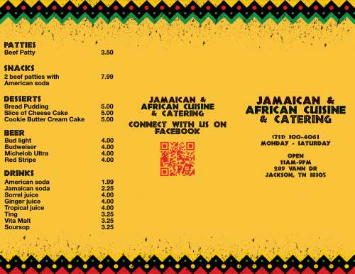 Jamaican & African Cuisine menu in Jackson, Tennessee, USA