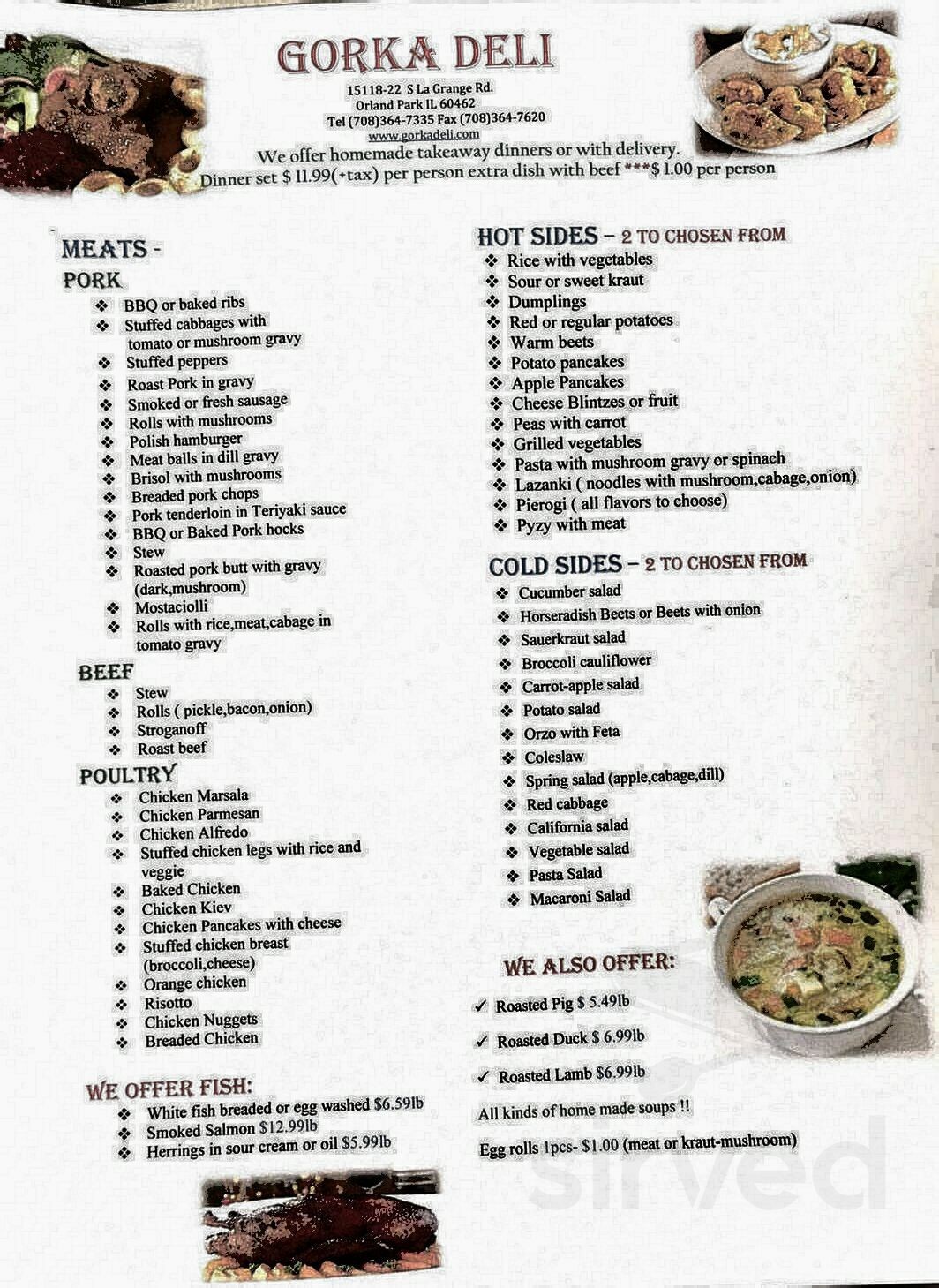 Gorka Deli menus in Orland Park, Illinois, United States