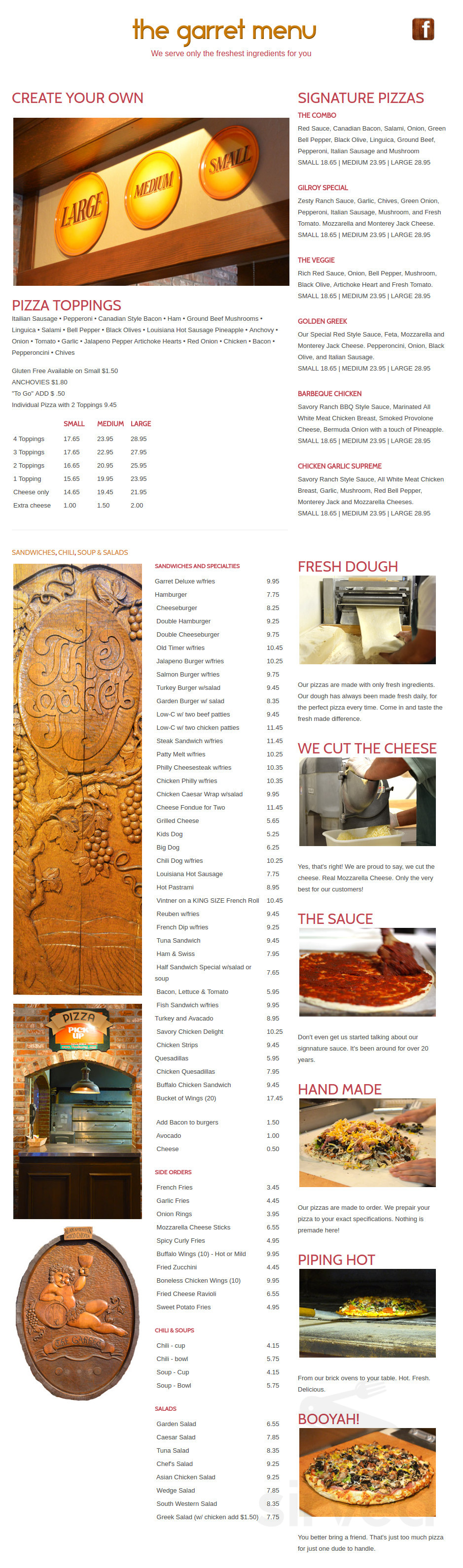 Menu for The Garret of Campbell in Campbell, CA | Sirved