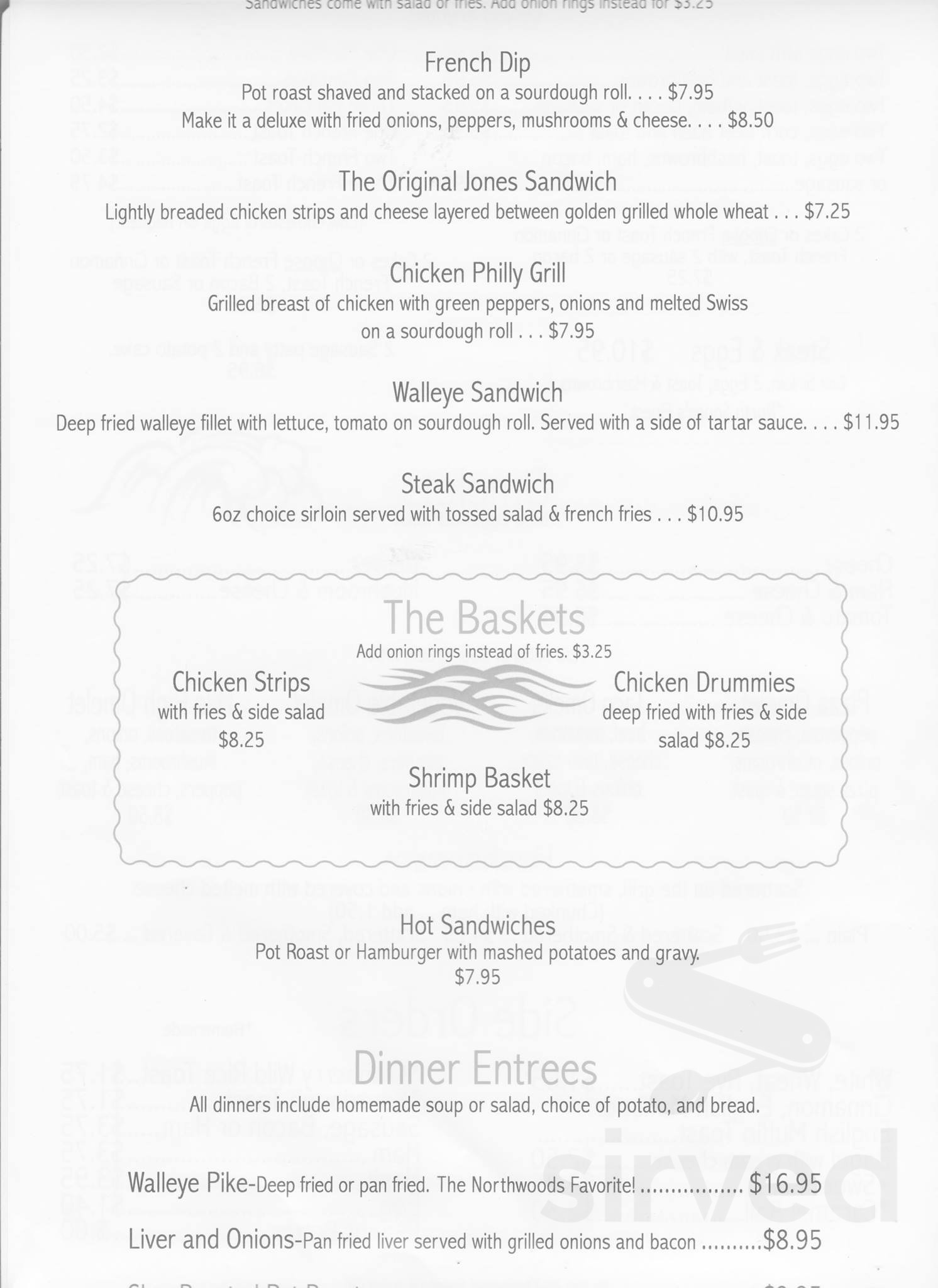 Judy's Cafe menu in Two Harbors, Minnesota, USA