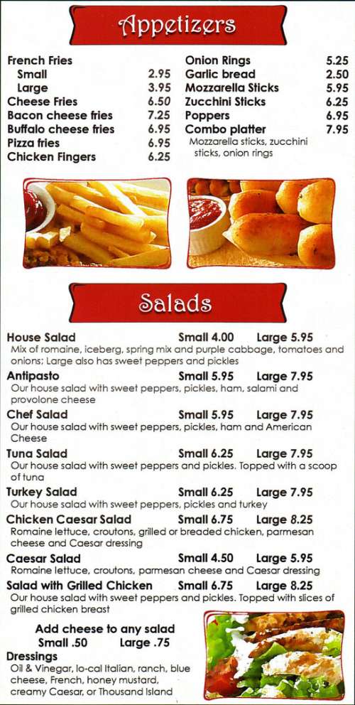 Antonio's Pizza menu in Morgantown, Pennsylvania, USA