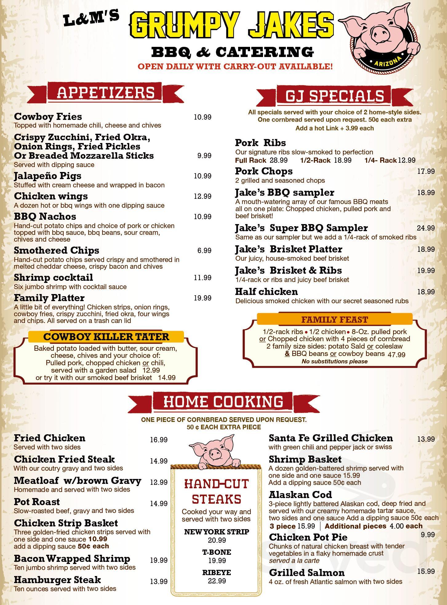Grumpy Jake's BBQ & Catering menu in Pinetop-Lakeside, Arizona, USA
