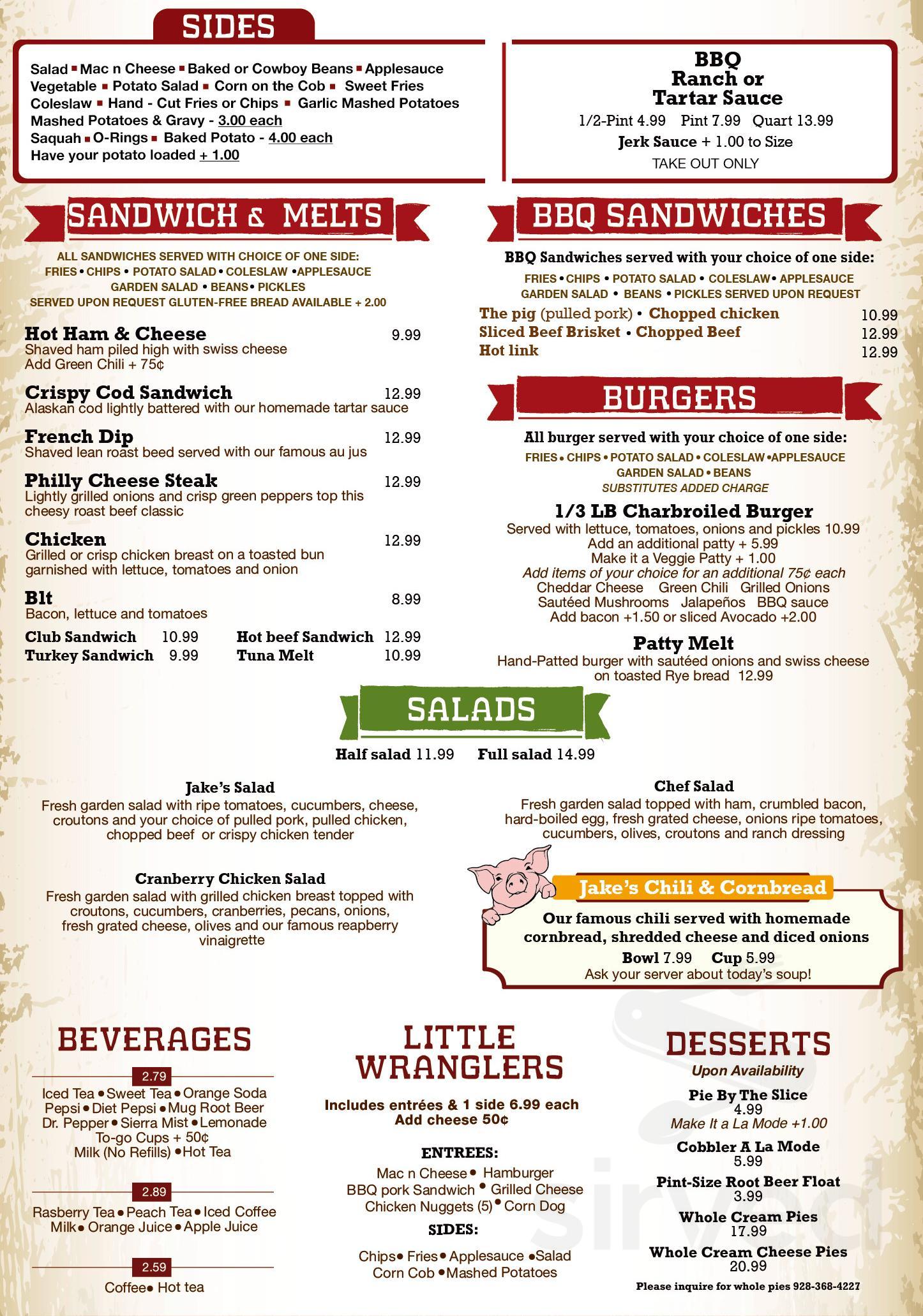 Grumpy Jake's BBQ & Catering menu in Pinetop-Lakeside, Arizona, USA