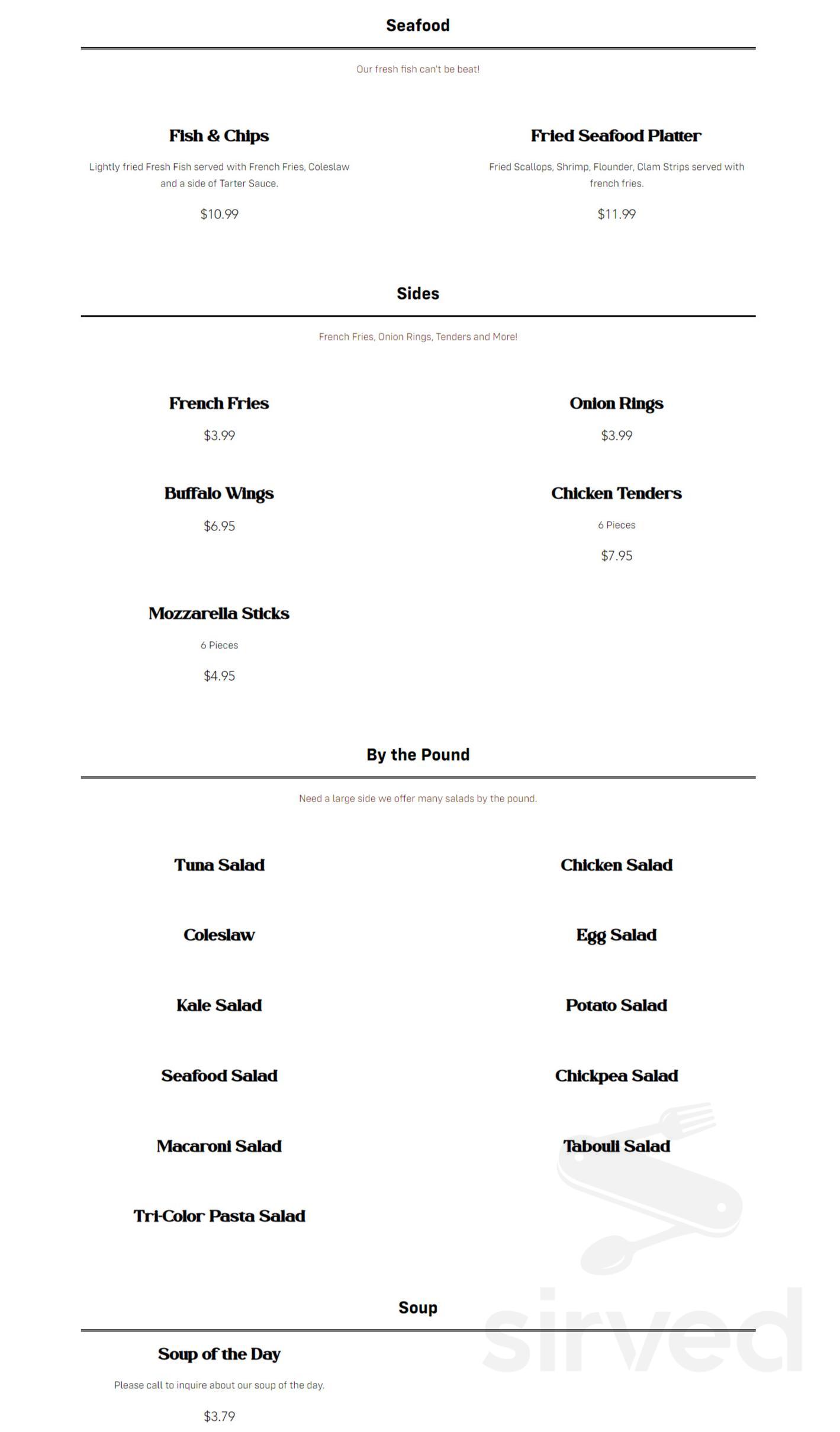 The Fairfield Deli and Grill menu in Fairfield, Connecticut, USA