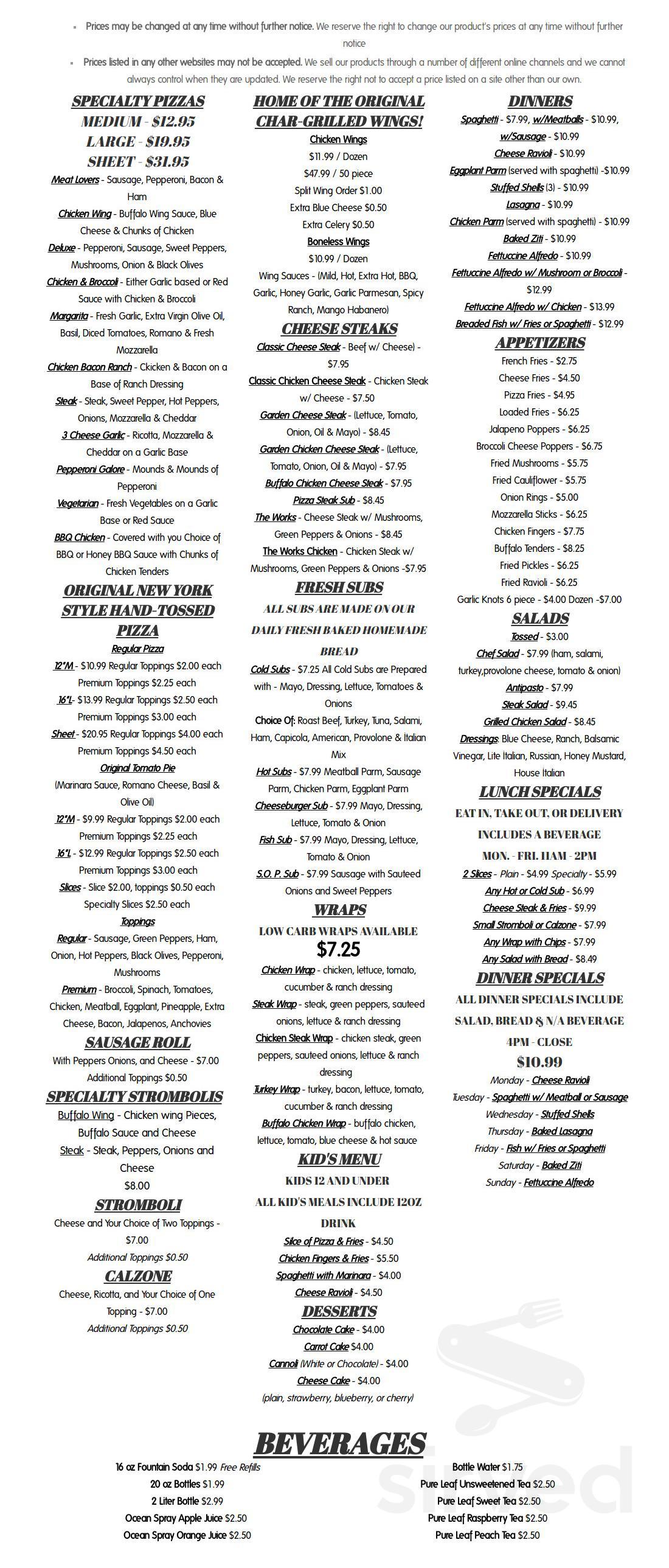 OIP menu in Elmira Heights, New York, USA