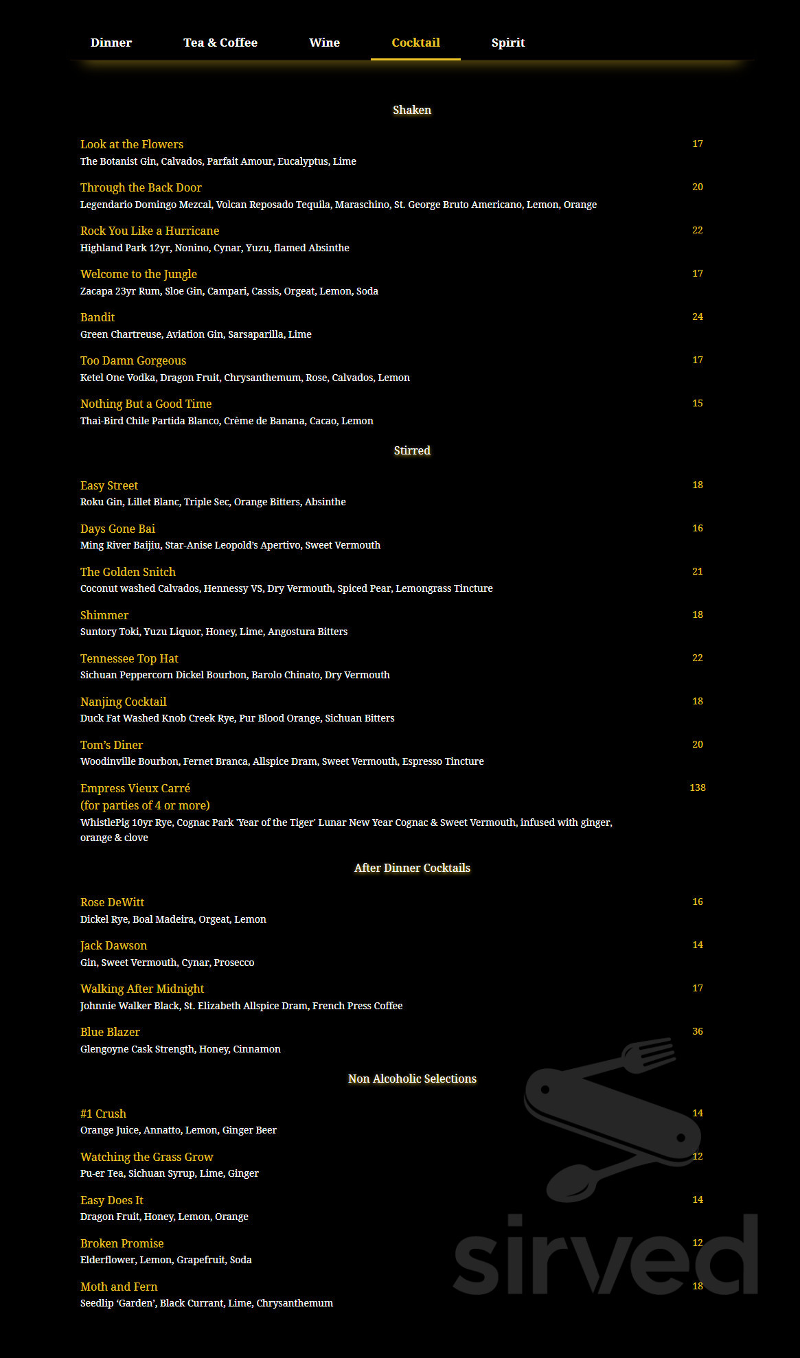 Menu - San Francisco CA's Empress by Boon | Sirved