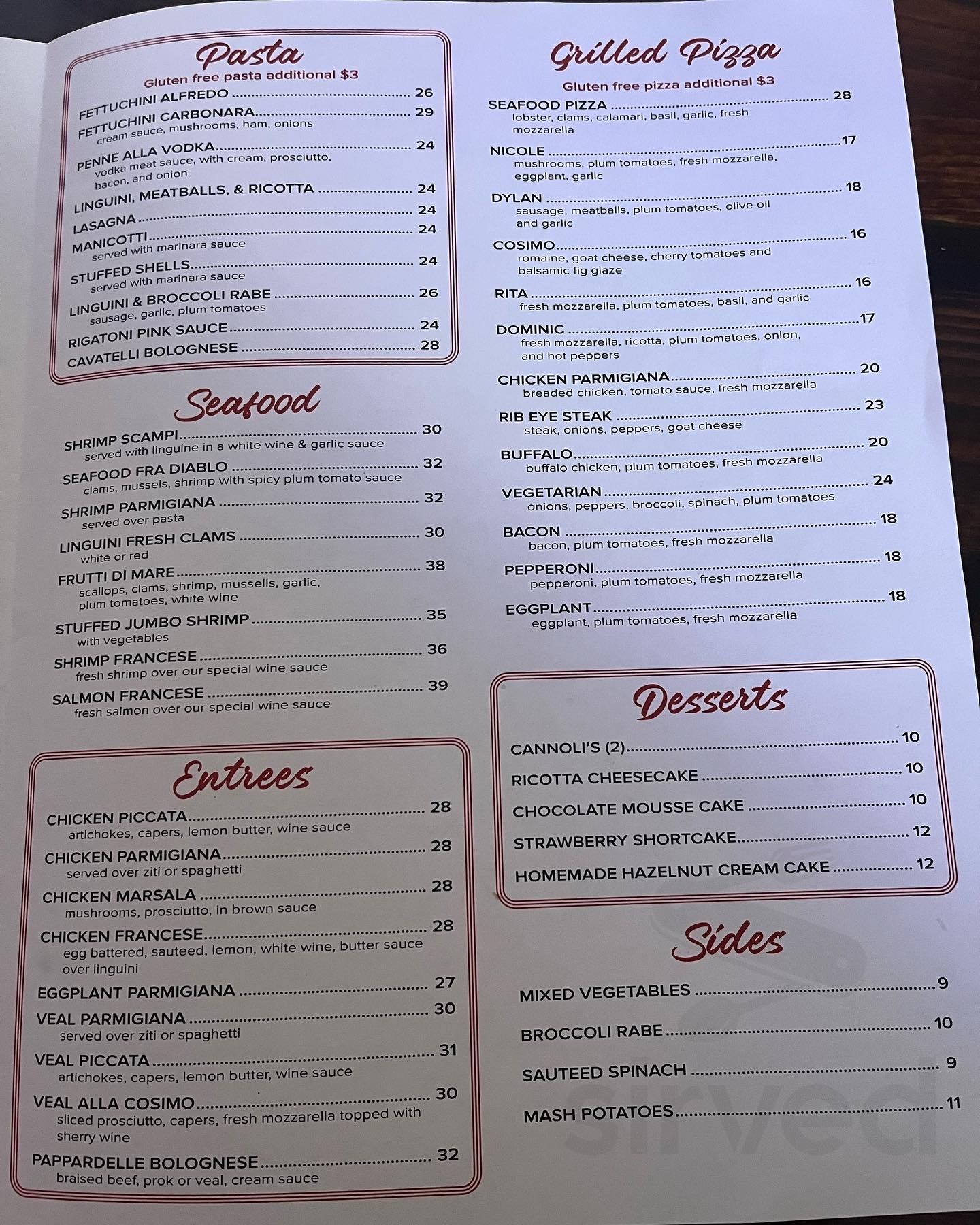 Cosimo's Italian-American Cuisine menu in East Patchogue, New York, USA