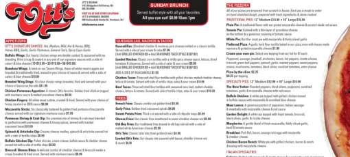 Menu for Ott's Voorhees Tavern in Voorhees Township, NJ | Sirved