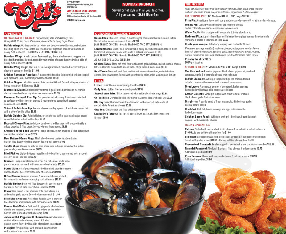 Ott's Tavern menus in Delran, New Jersey, United States