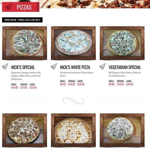 Iconic Pizza menu in Victorville, California, USA