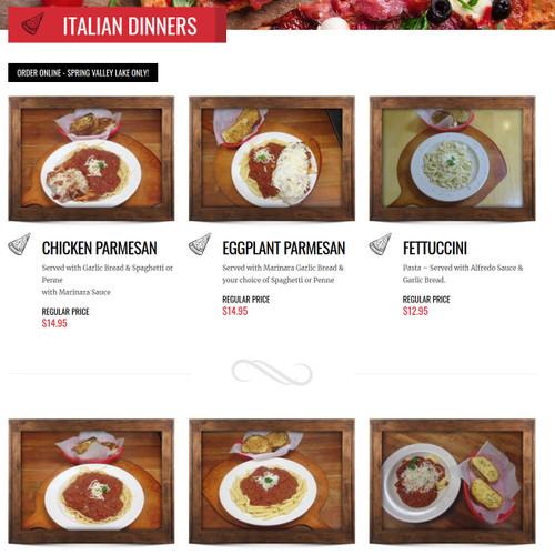 Iconic Pizza menu in Victorville, California, USA