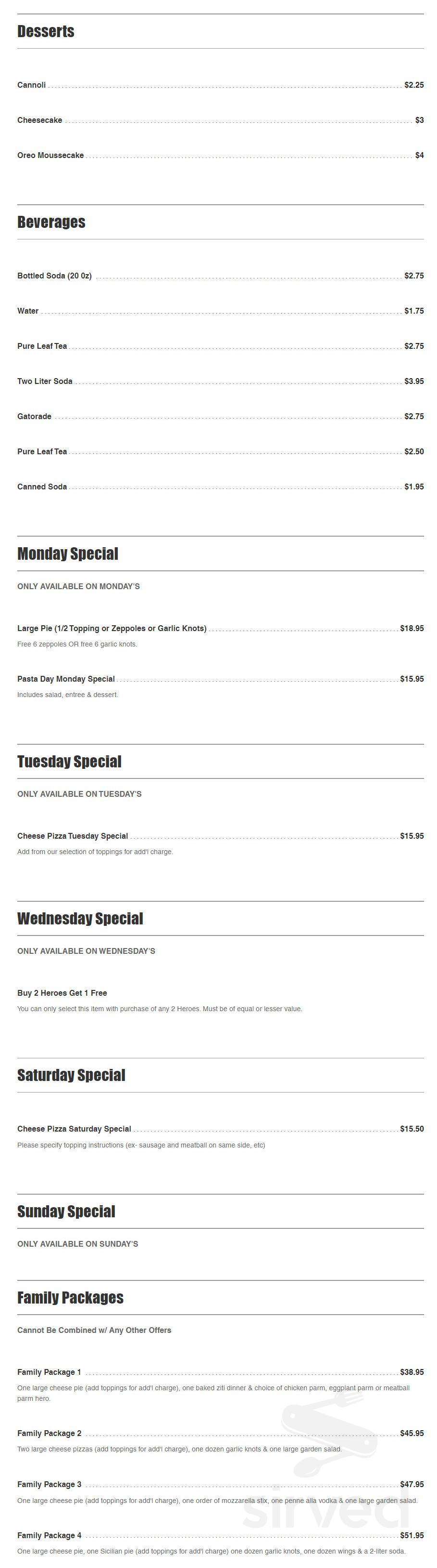 Crispino's Pizza menu in West Islip, New York, USA