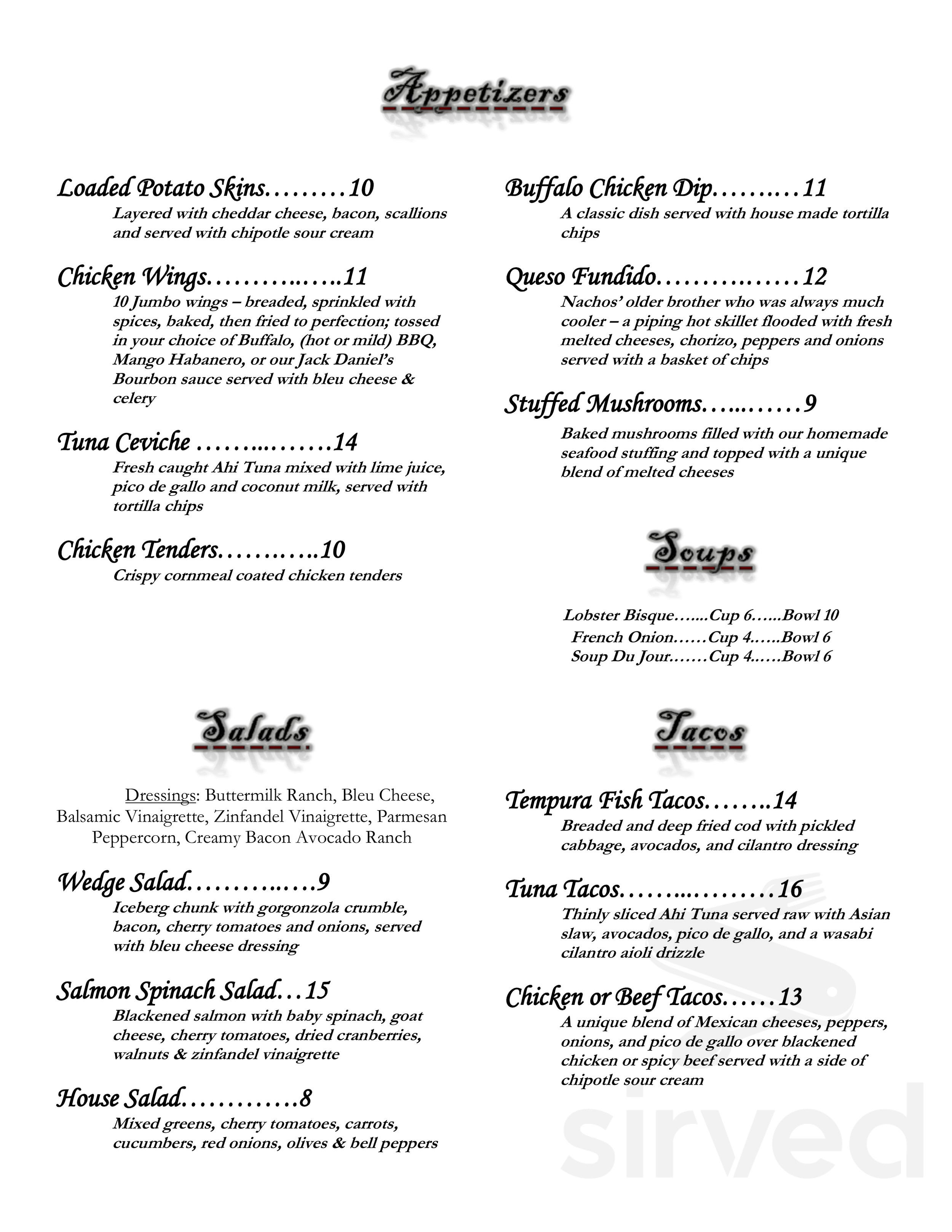 The Ivory Restaurant & Pub lunch menu in Deep River, Connecticut