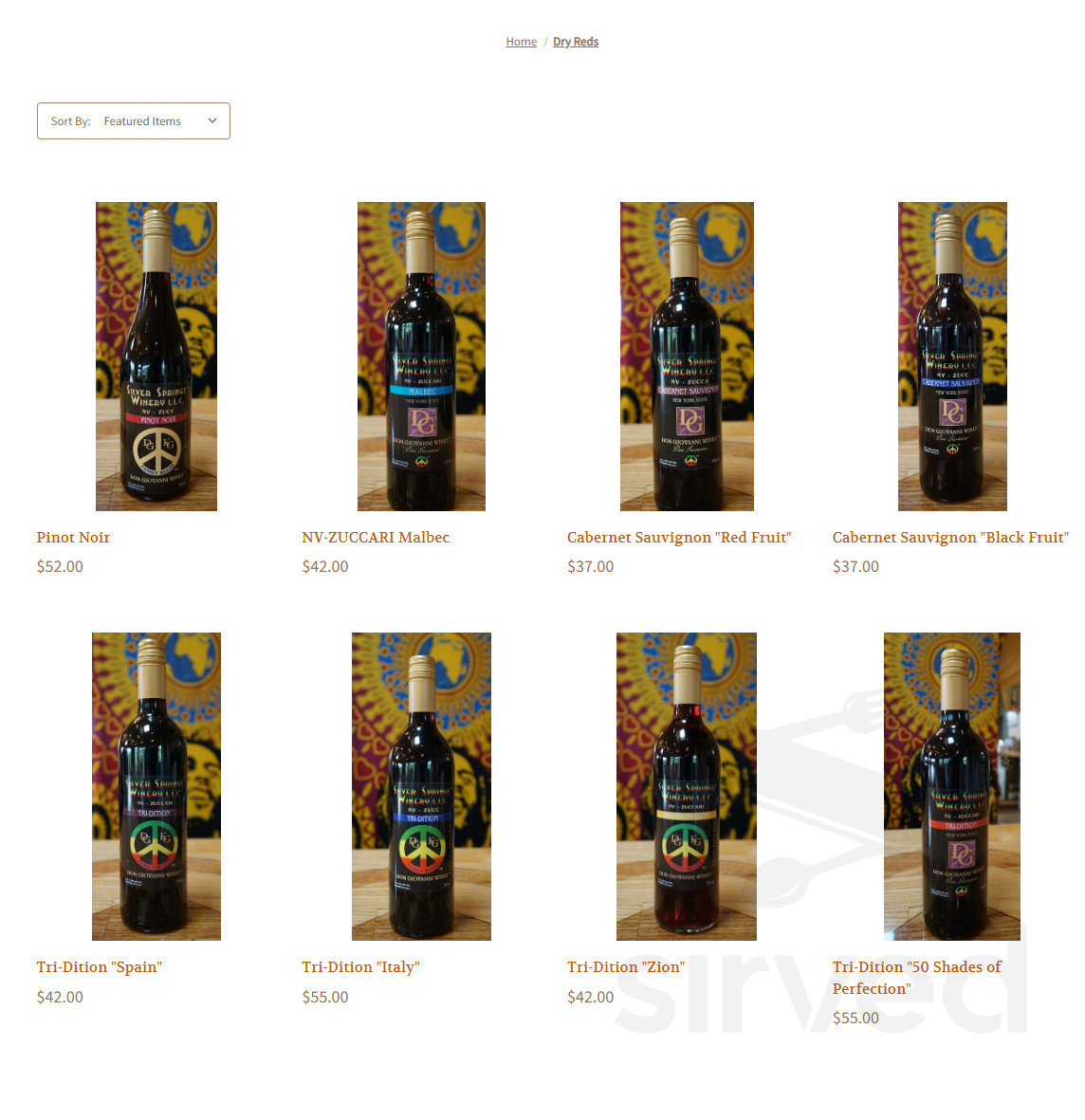 Silver Springs Winery menu in Burdett, New York, USA