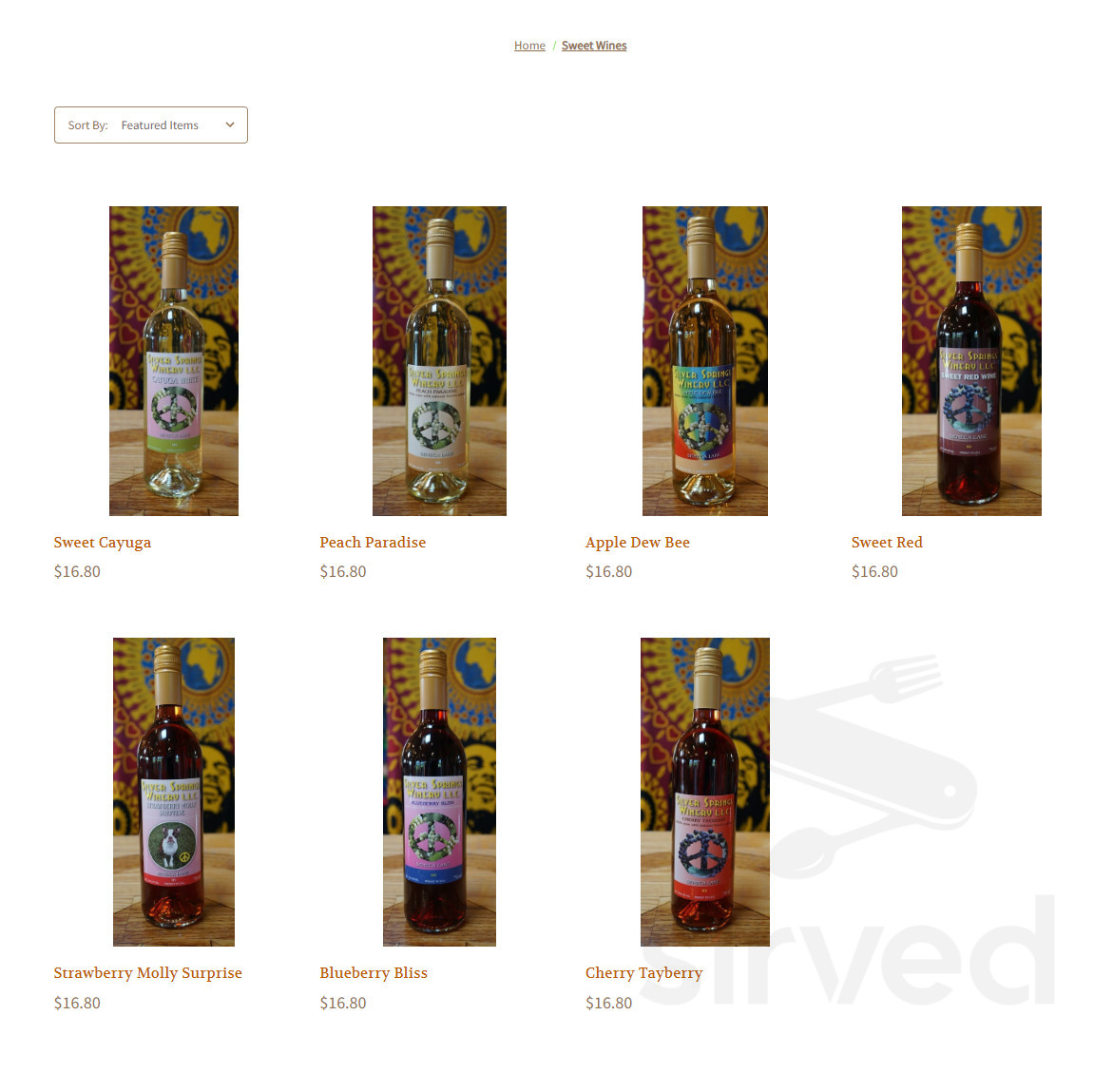 Silver Springs Winery menu in Burdett, New York, USA