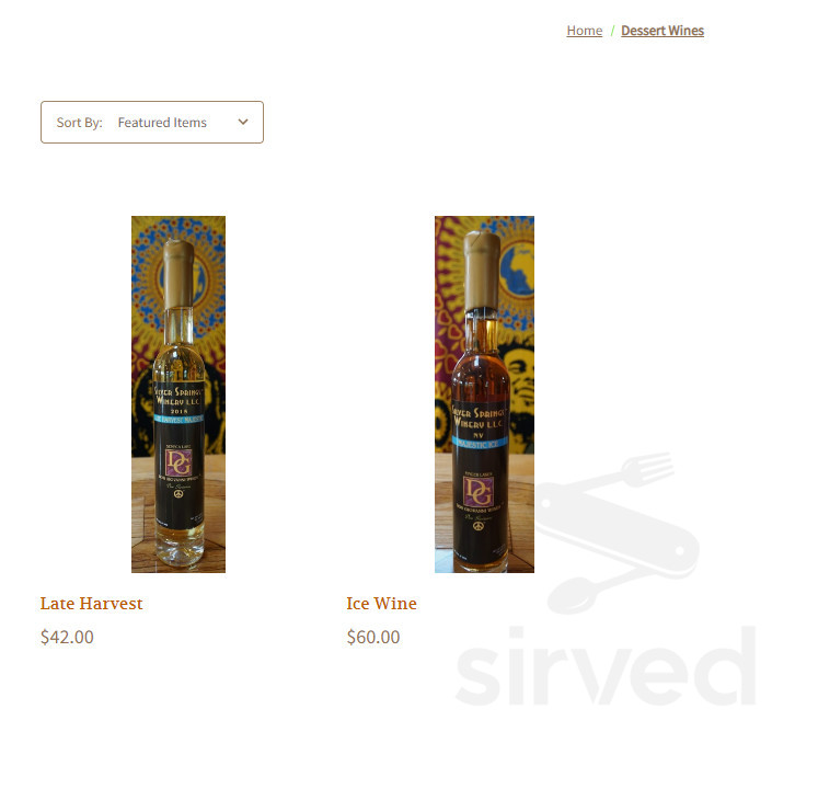 Silver Springs Winery menu in Burdett, New York, USA