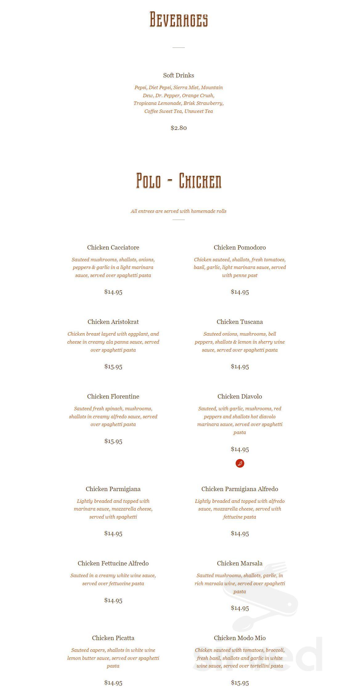 Milano's Italian Restaurant menu in Lawton, Oklahoma, USA