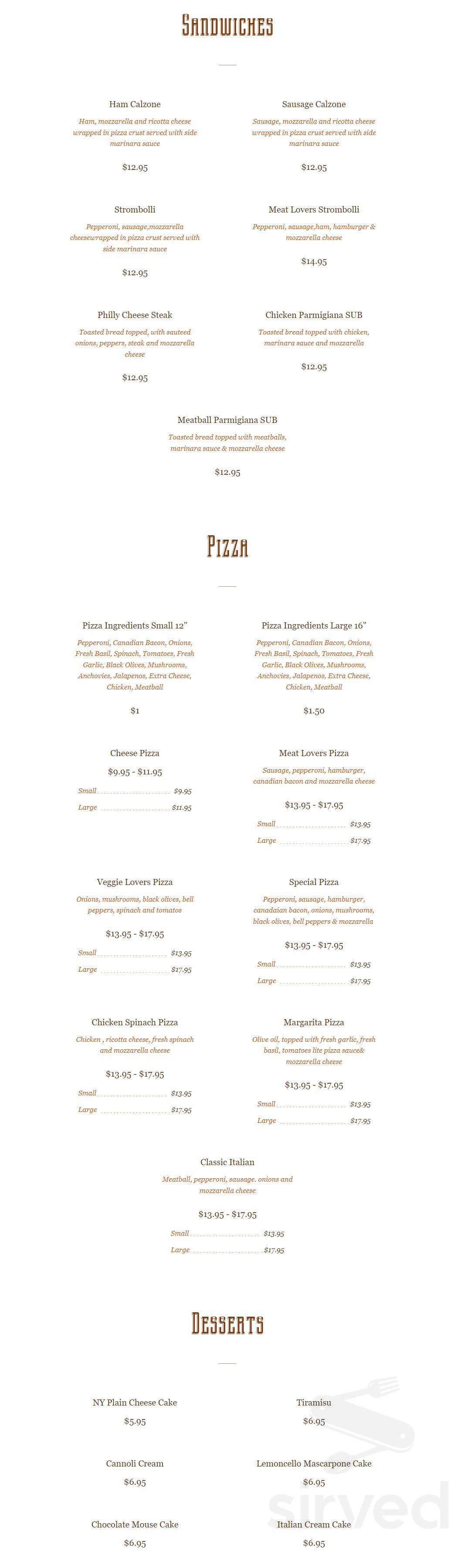 Milano's Italian Restaurant menu in Lawton, Oklahoma, USA