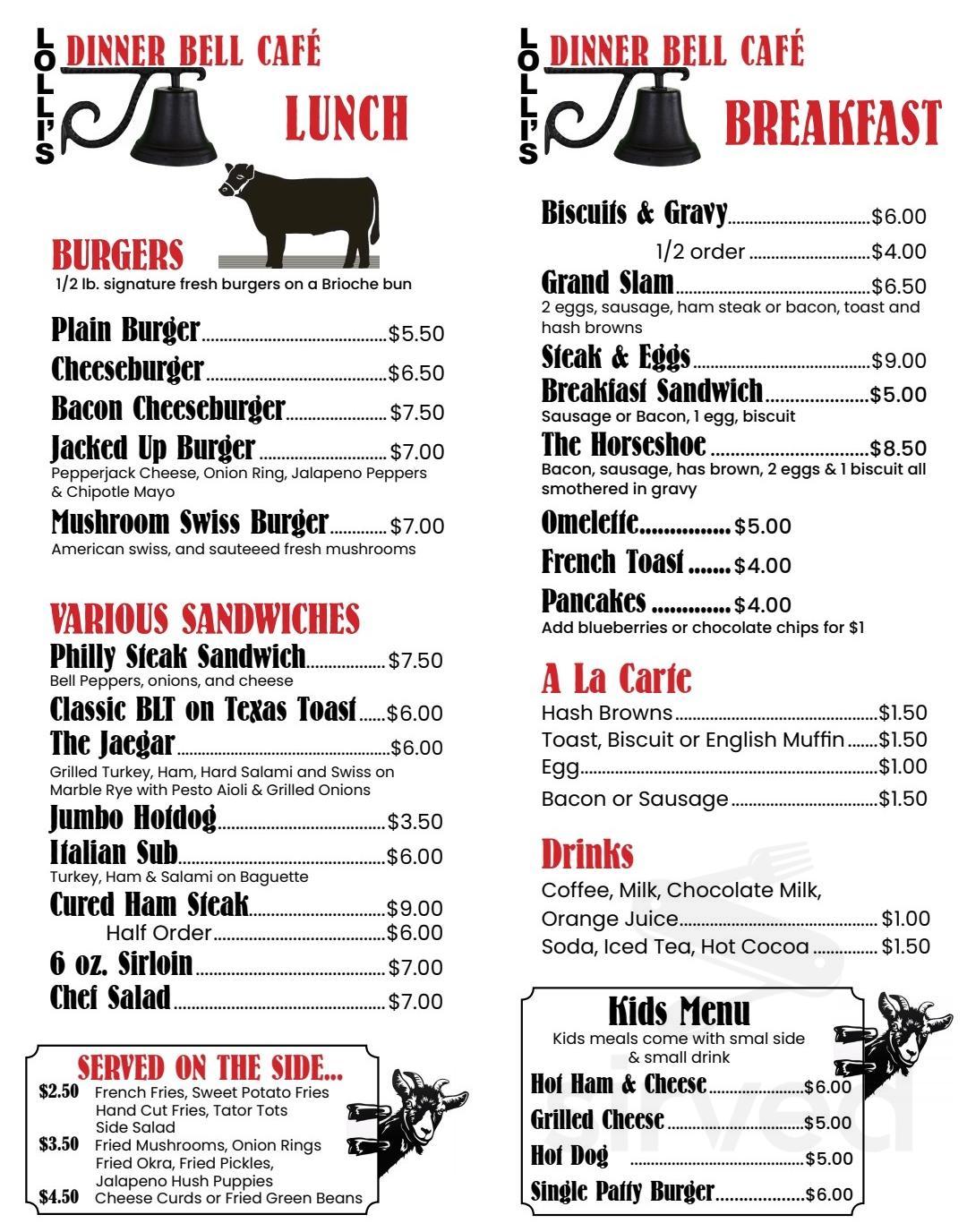 Dinner bell cafe menu in Macon, Missouri, USA