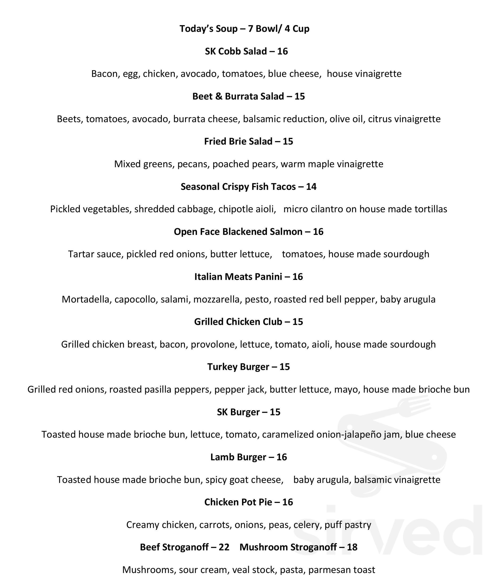 Scratch Kitchen menu in Lompoc, California, USA