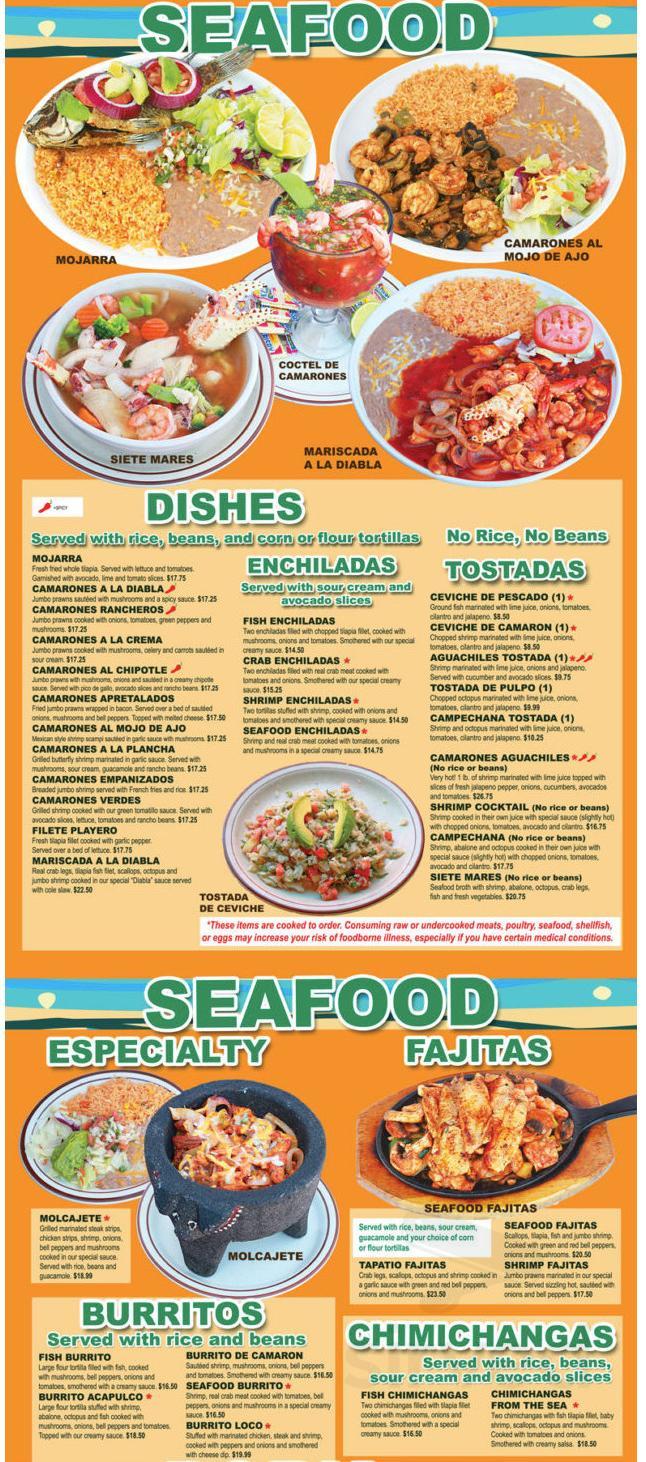 El Tapatio menu in Fruita, Colorado, USA