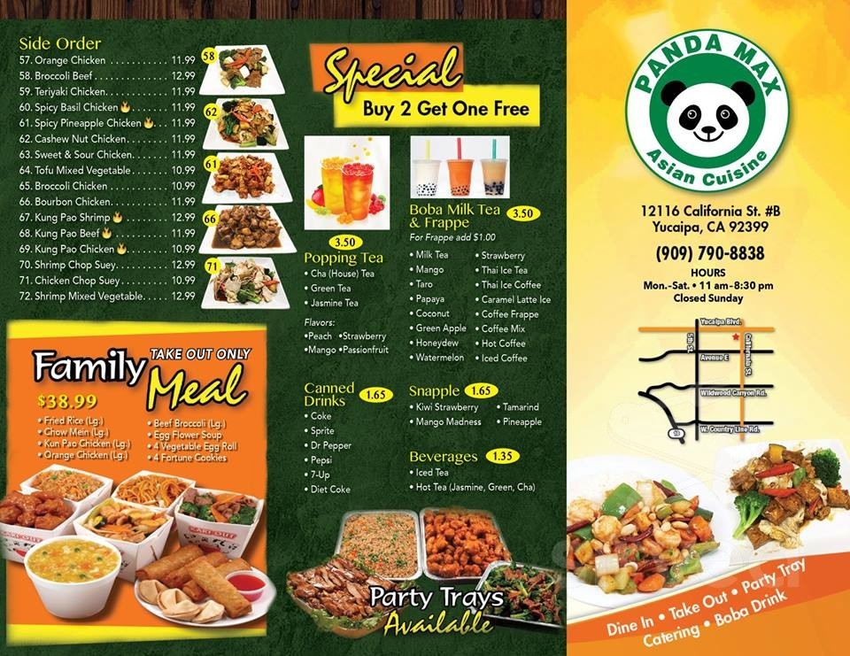 Panda Max Asian Cuisine menu in Yucaipa, California
