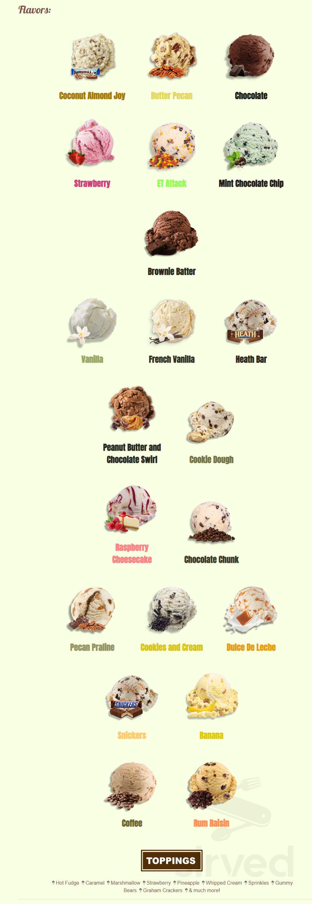 Sylwia's Ice Cream menu in Cape Coral, Florida, USA