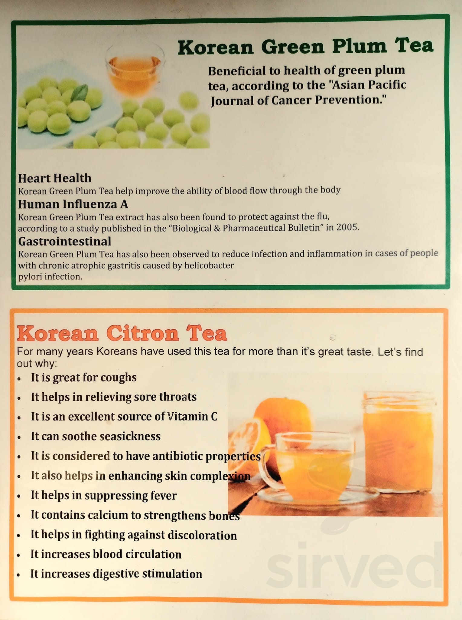 Menu Manhattan KS's Seoul USA Korean Restaurant Sirved