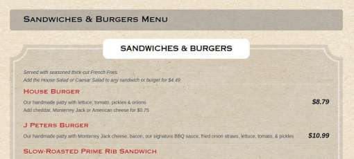 Menu for J.R. Cash's Grill and Bar in Chapin, SC | Sirved