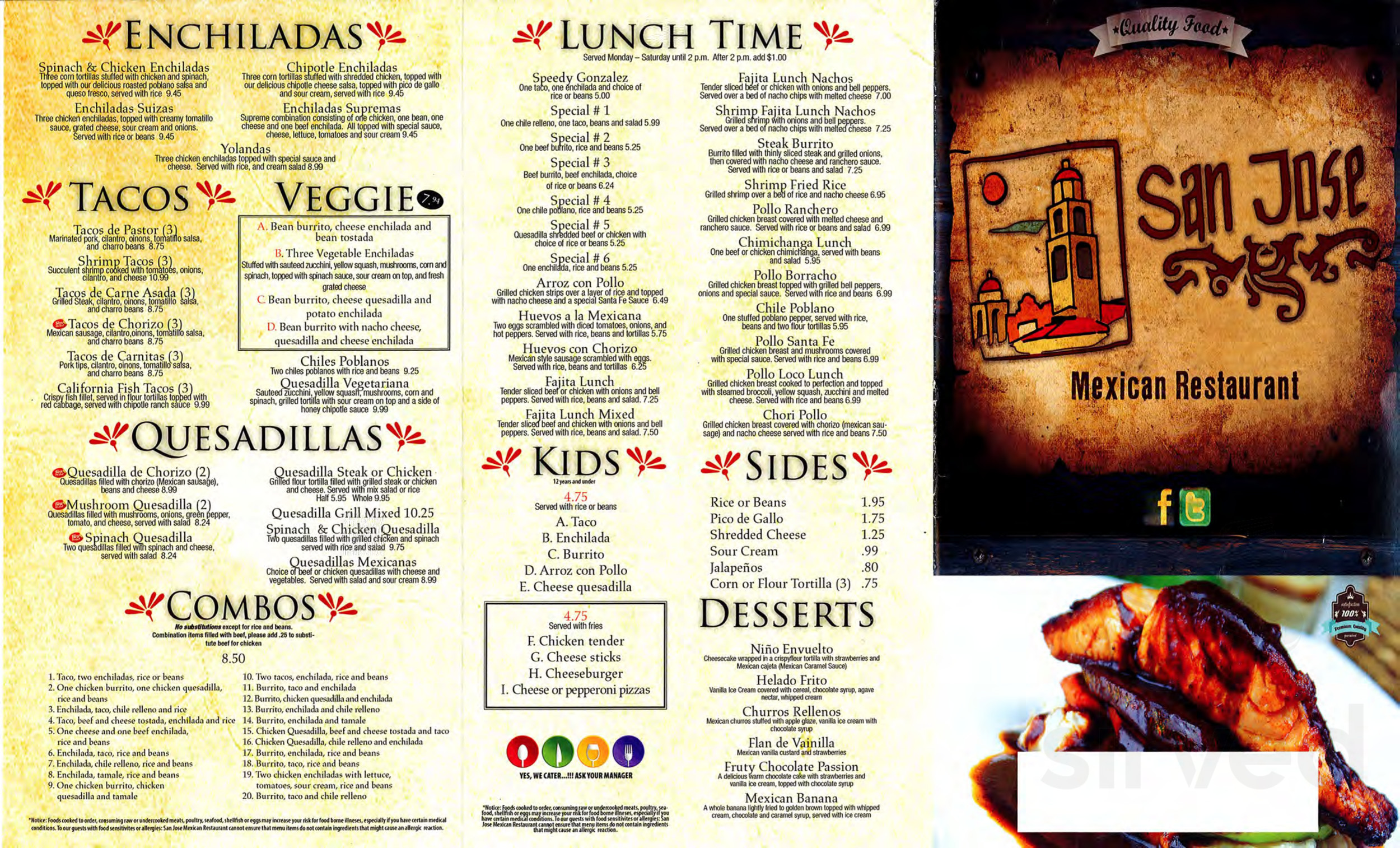 San Jos Mexican Restaurant Menus In Zebulon North Carolina United States