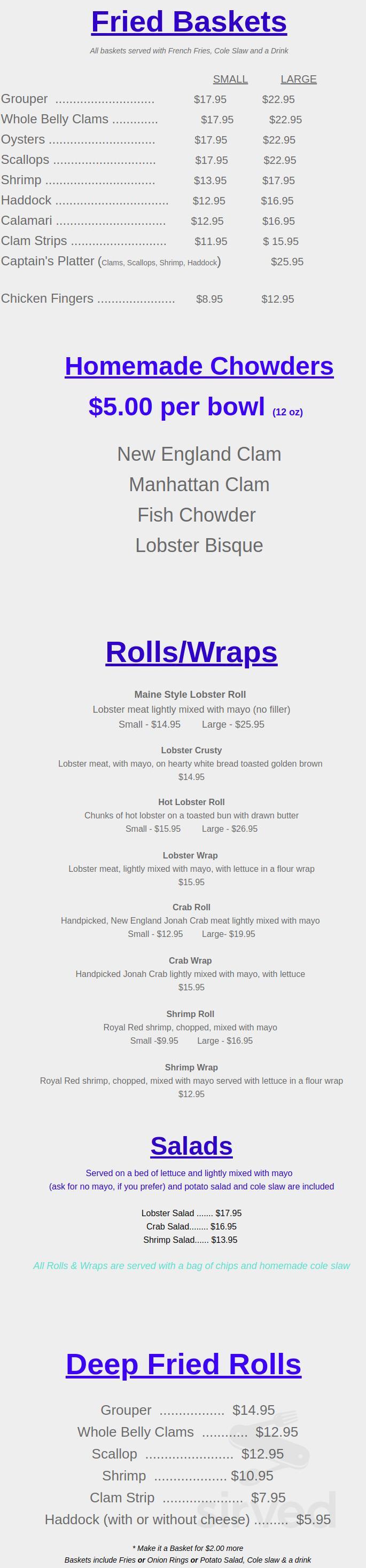 Doug's Seafood menu in Bonita Springs, Florida, USA