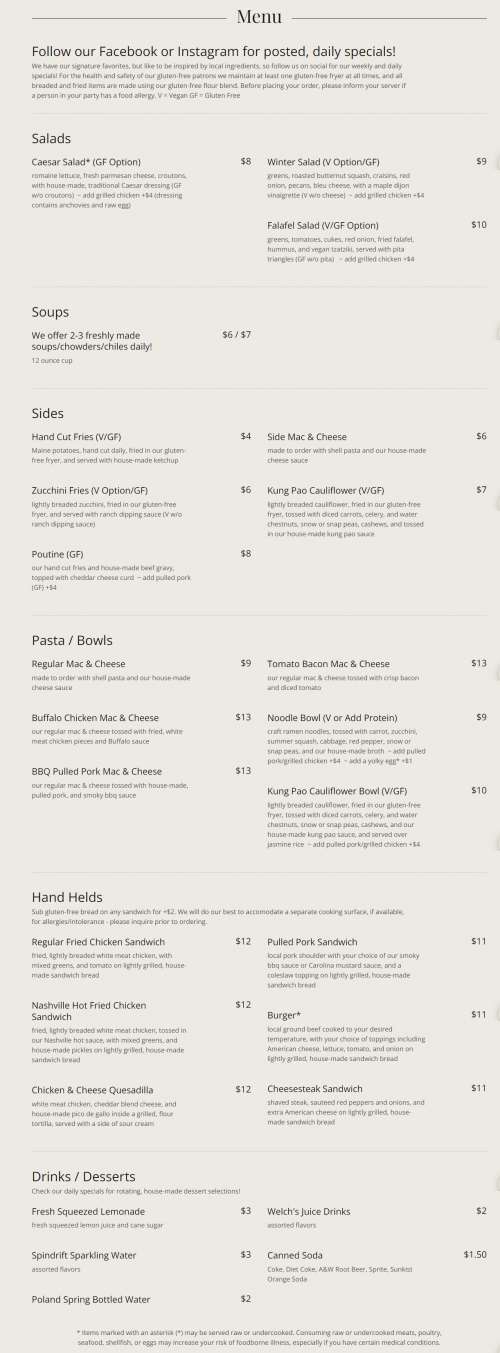 StrEatz menu in North Woodstock, New Hampshire, USA