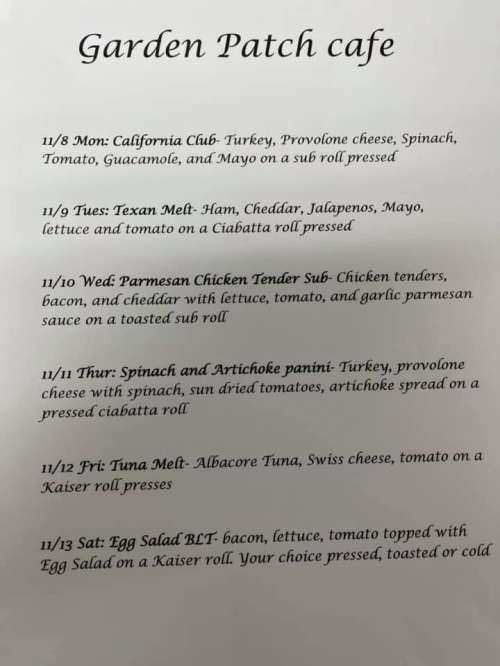 Garden Patch Cafe menu in Chiefland, Florida, USA