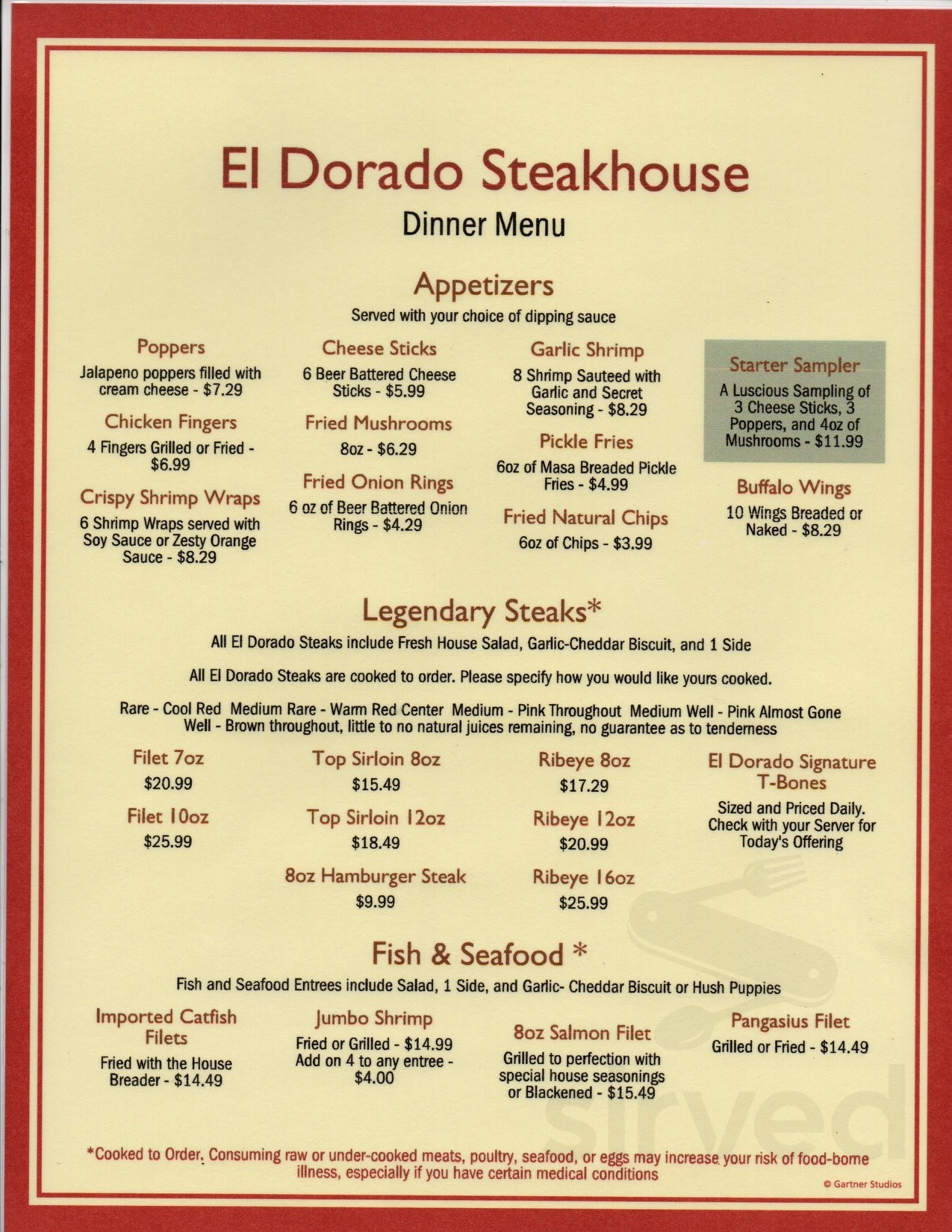 Eldorado Steakhouse menus in Headland, Alabama, United States